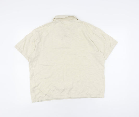 Zara Men's Beige Cotton Polo Shirt Size S Casual