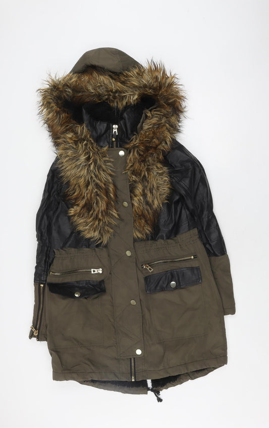 Womens UK Size 8 River Island Green Parka Coat