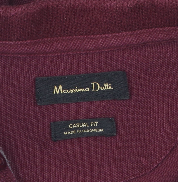 Unisex Adults UK Size L Massimo Dutti Red Basic Polo