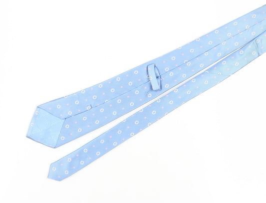 Mens T.M.Lewin Blue Geometric 100% Silk Pointed Tie