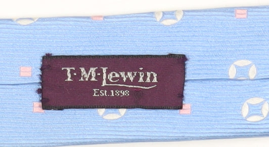 Mens T.M.Lewin Blue Geometric 100% Silk Pointed Tie