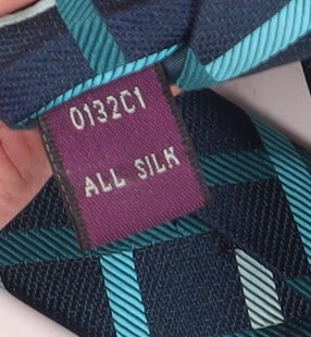 T.M.Lewin Men's Blue Geometric Silk Slim Tie