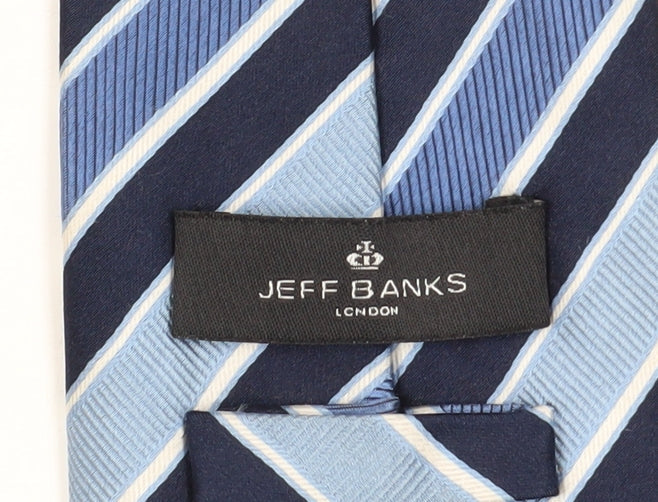 Jeff Banks Men's Blue Striped Silk Tie, One Size