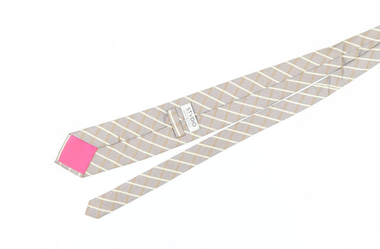 Jeff Banks Mens Beige Plaid Check Silk Tie