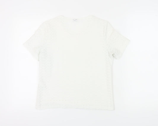 Womens UK Size 10 Eastex White Basic T-Shirt