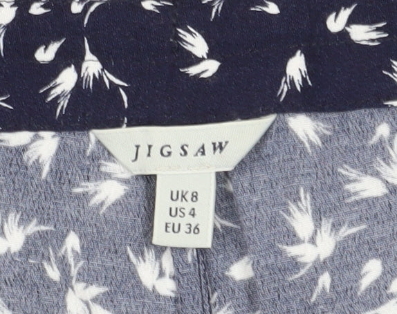 Womens UK Size 8 Jigsaw Regular Fit Cropped Blue Trousers