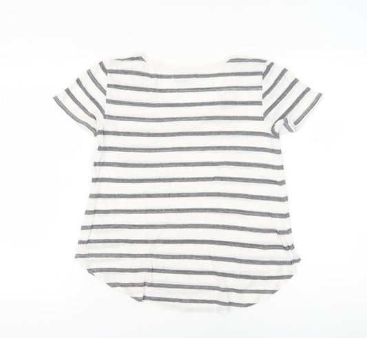 Abercrombie & Fitch Women's White Striped T-Shirt XS
