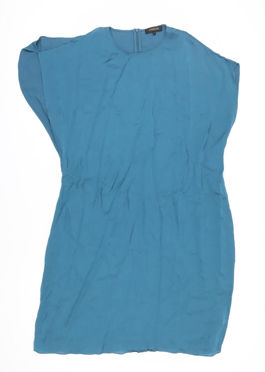 Additional front view of Jaeger Women's Blue Shift Dress, size 18, Summer Style