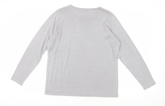 Honor Millburn Women's Grey Beaded Pullover Jumper L