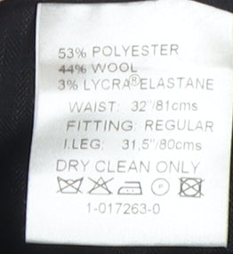 Mens UK Size 32 Ben Sherman Regular Fit Dress Pants Black Trousers