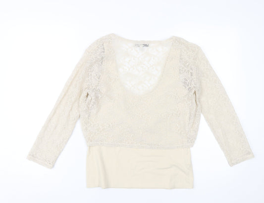 Laura Ashley Women's Beige Lace Blouse Size 12