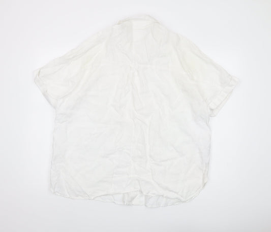 MNG Women's White Linen Button-Up Shirt XL