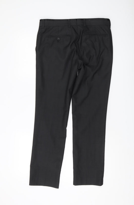 Mens UK Size S Topman Regular Fit Dress Pants Black Trousers