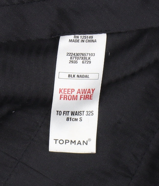 Mens UK Size S Topman Regular Fit Dress Pants Black Trousers