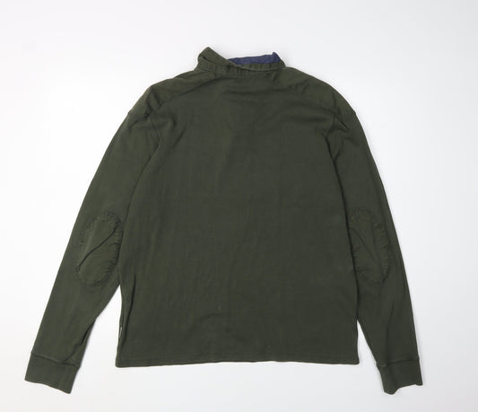 Ted Baker Men's Green Long Sleeve Buckle Neck T-Shirt