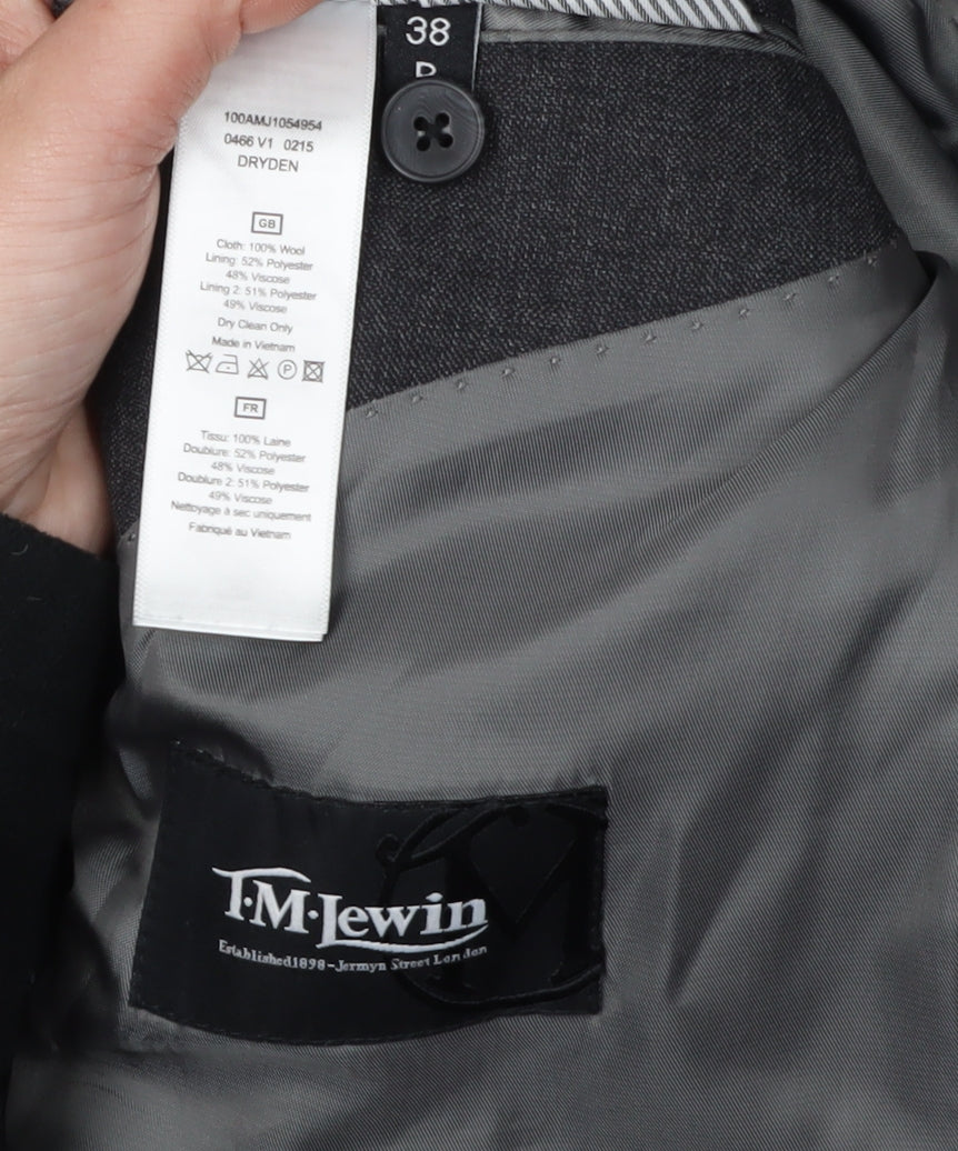 Mens UK Size 38 T.M.Lewin Regular Grey Suit Jacket