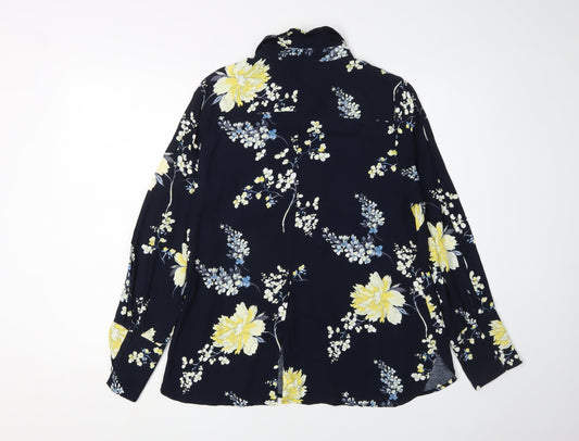 Laura Ashley Women's Blue Floral Button-Up Shirt Size 12