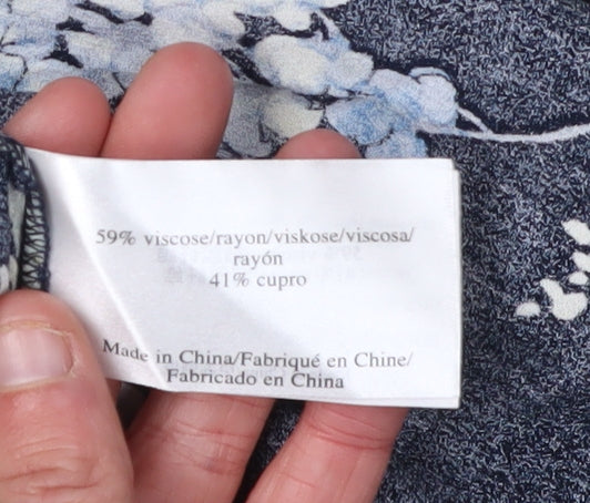 Laura Ashley Women's Blue Floral Button-Up Shirt Size 12