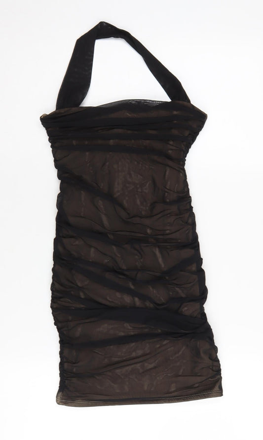 Oh Polly Women Black Strapless Bodycon Dress Size 8