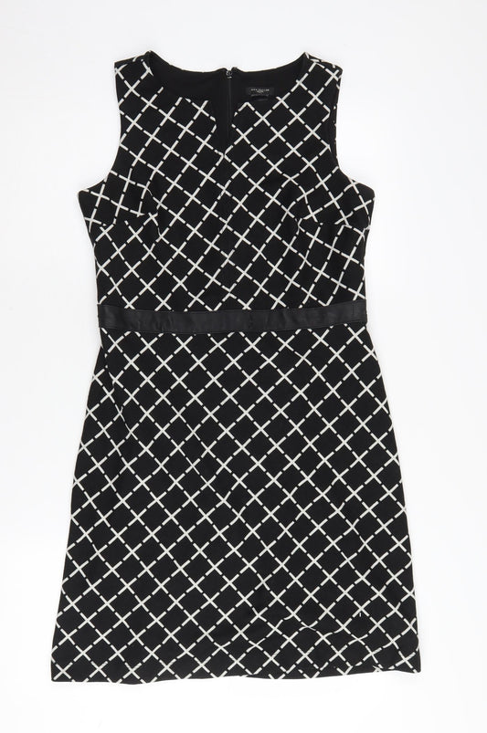 Ann Taylor Petite Women’s Black Geometric Sheath Dress Size 8