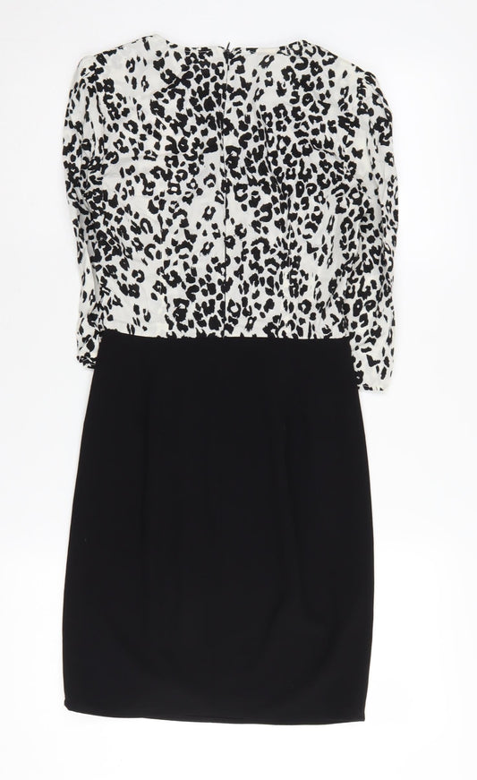Mango Women's Black Animal Print XS Sheath Dress