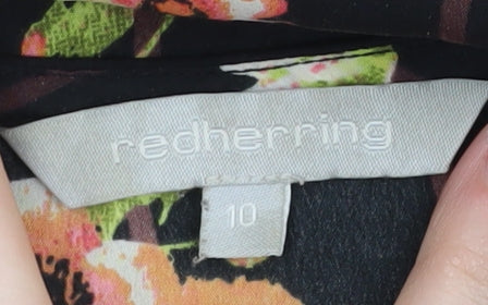 Womens UK Size 10 Red Herring Black Basic Blouse