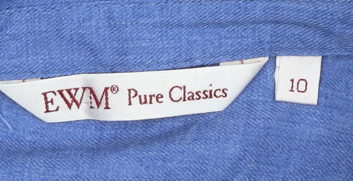 Womens UK Size 10 EWM Pure Classics Blue Button-Up