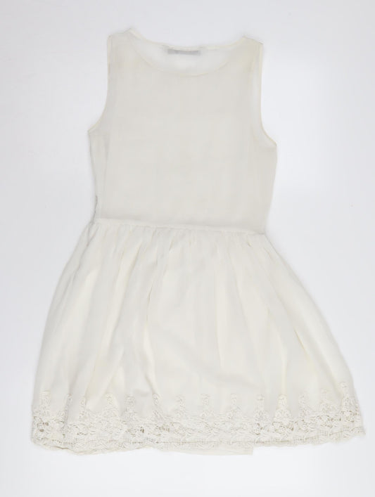 Zara Women's Ivory Fit & Flare Dress XS