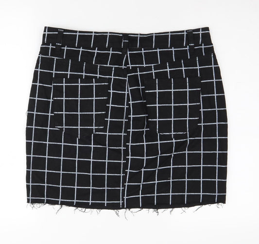 Missguided Women's Black Check Pencil Skirt UK 16