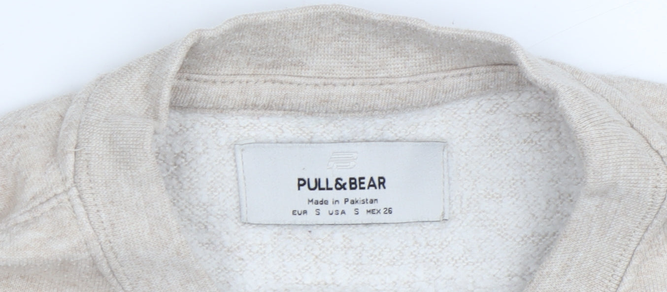 Womens UK Size S Pull&Bear Beige Pullover Sweatshirt