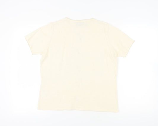Womens UK Size 14 Honor Millburn Ivory Basic T-Shirt