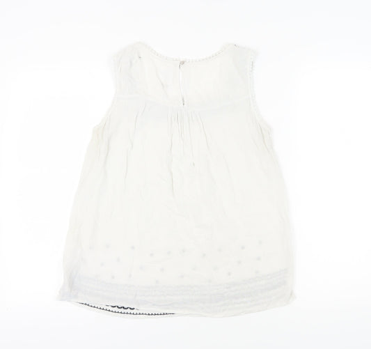 Mantaray Women's White Embroidered Tank Top Size 12