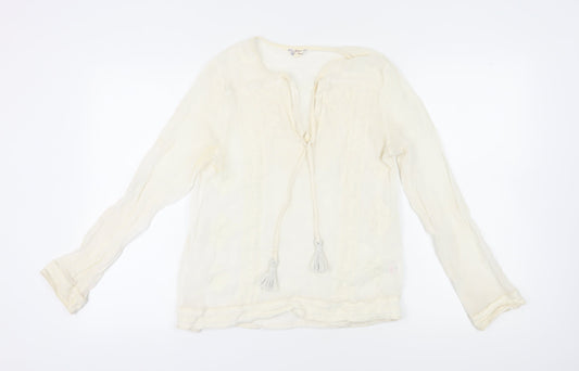 Additional front view of Falmer Heritage Women’s Ivory Viscose Tunic Blouse, size UK 10