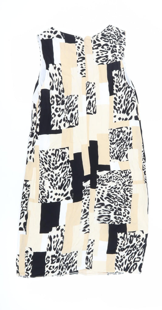 Wallis Women's Beige Black Animal Print Dress, Size 8