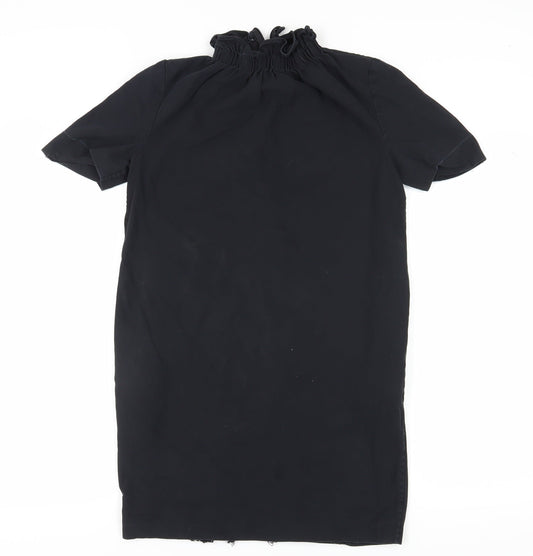 Additional front view of COS Women's Black Shift Dress, size 8, Short Sleeve