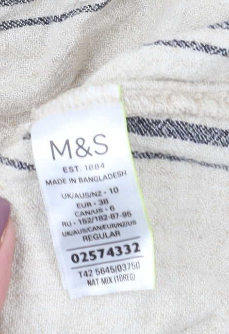 Marks and Spencer Women Beige Striped Midi Dress