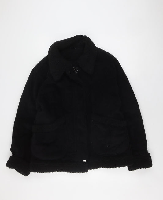 Womens UK Size 10 Topshop Black Bomber Jacket