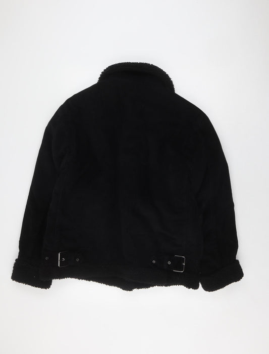 Womens UK Size 10 Topshop Black Bomber Jacket