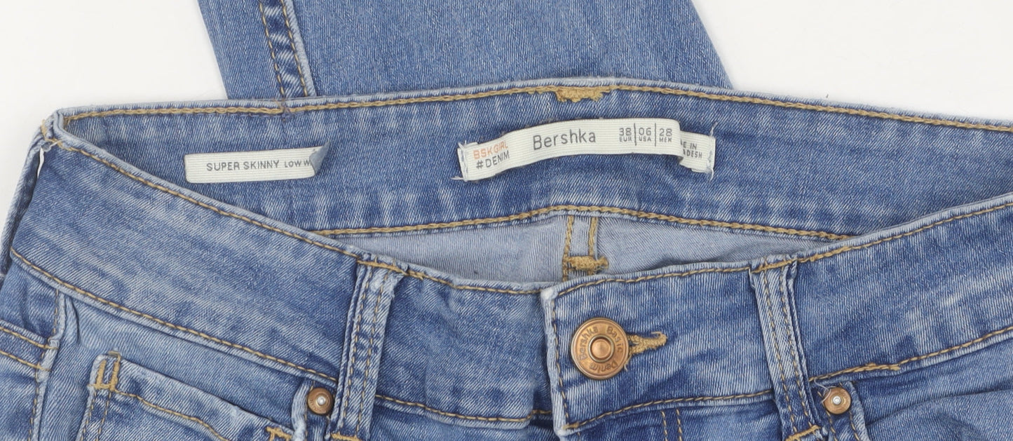 Bershka Girls Blue Skinny Ripped Jeans Size 10