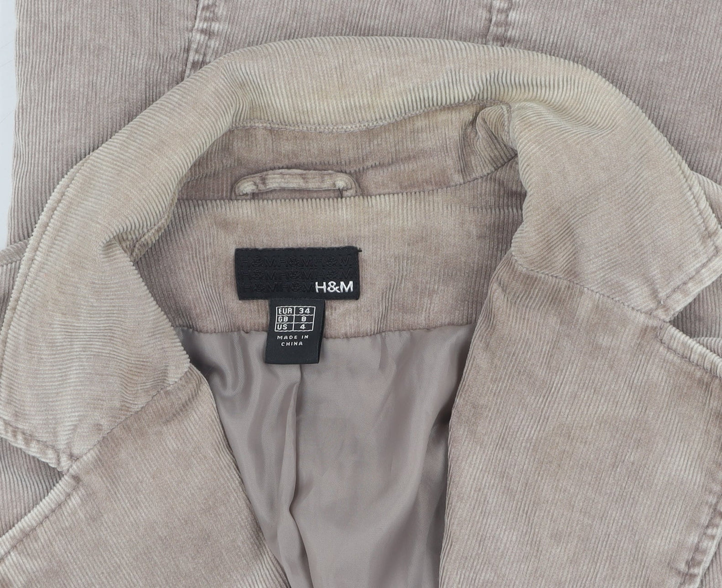 H&M Women’s Beige Corduroy Blazer, Size 6