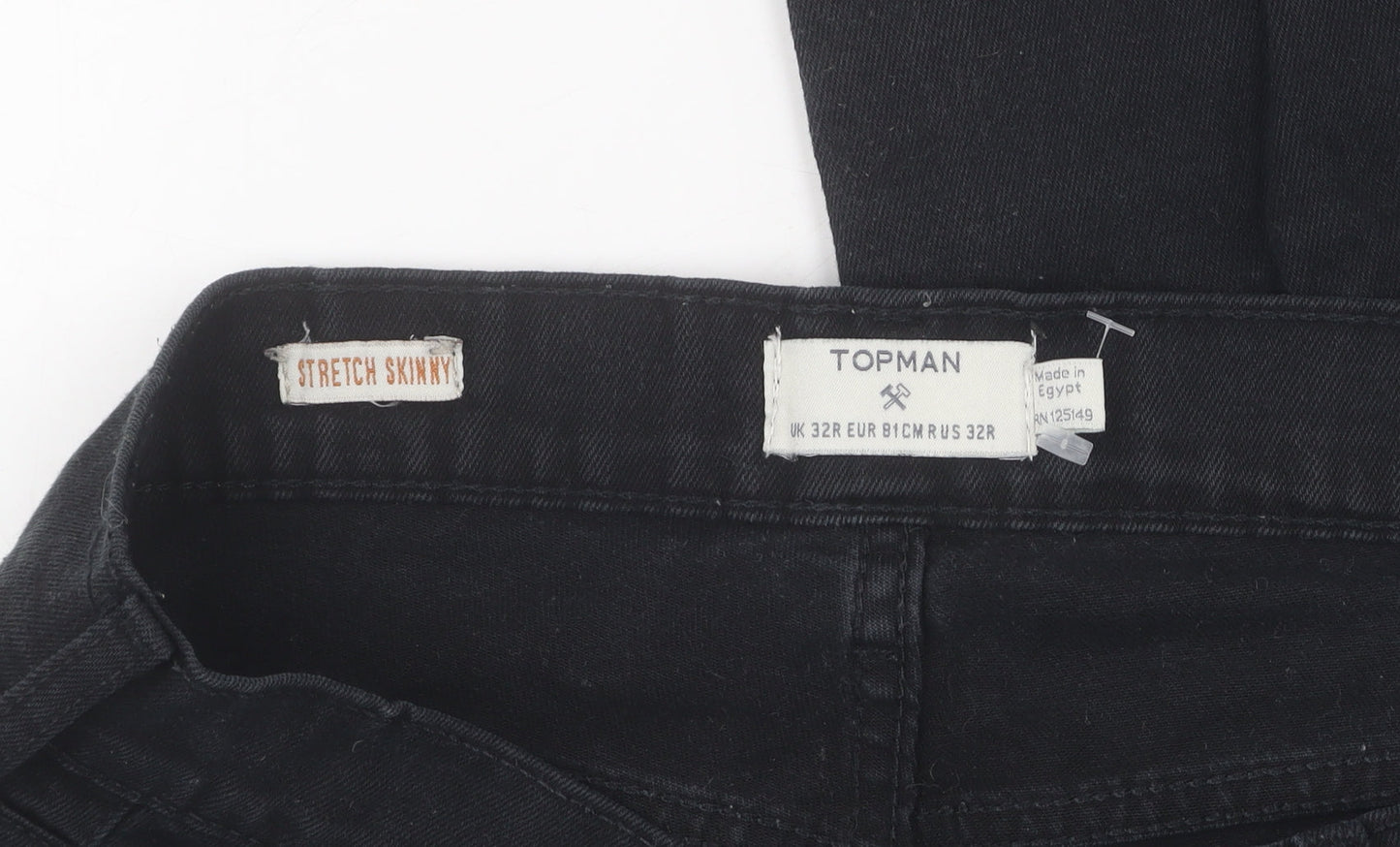 Unisex Adultss UK Size 32R Topman Slim Fit Skinny Black Jeans