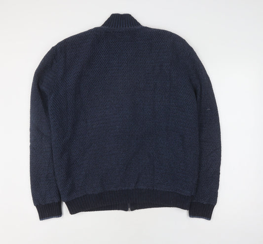 Marks and Spencer Men's Blue Full Zip Jumper L