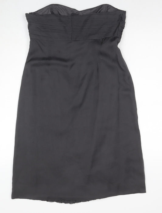 Monsoon Silk Strapless Black Dress, Size 14