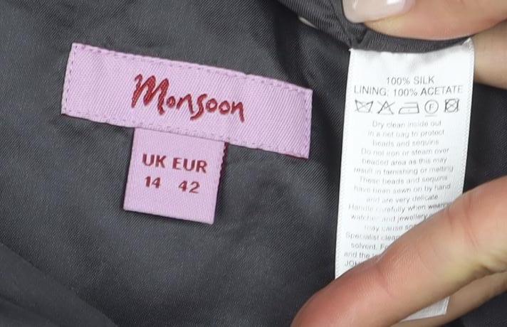 Monsoon Silk Strapless Black Dress, Size 14