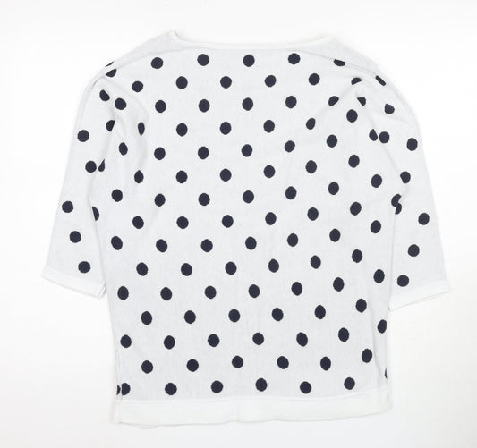 Laura Ashley Women's White Polka Dot Pullover Jumper
