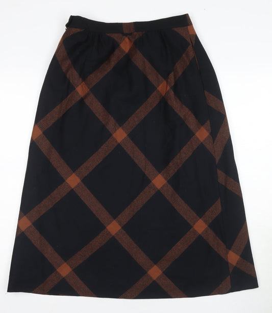 Alexon Women's Black Check A-Line Midi Skirt Size 6