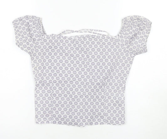 Firetrap Women's White Floral Short Sleeve Top, S