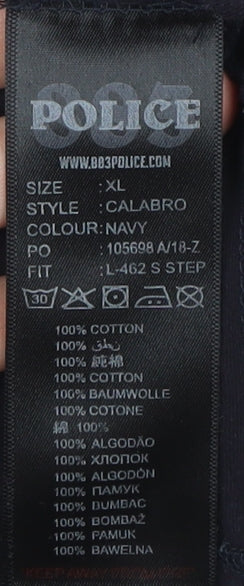 Police Men's Blue XL Crew Neck Cotton T-Shirt