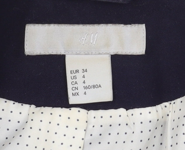 H&M Women's Blue Slim Single-Breasted Suit Jacket Size 6