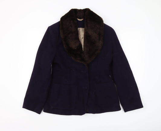 Womens UK Size 10 NEXT Blue Overcoat